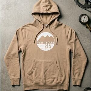 Yeti Cycles Since 85 Mountain Bike Graphic Pullover Hoodie Tan Sand Mens M